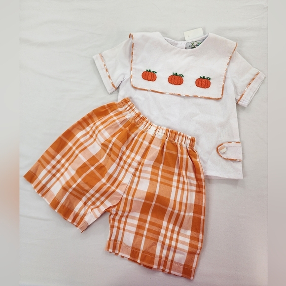 NWT Camellia City Unisex Pumpkin Embroidered Baby Outfit, Sz 3T - Picture 1 of 15